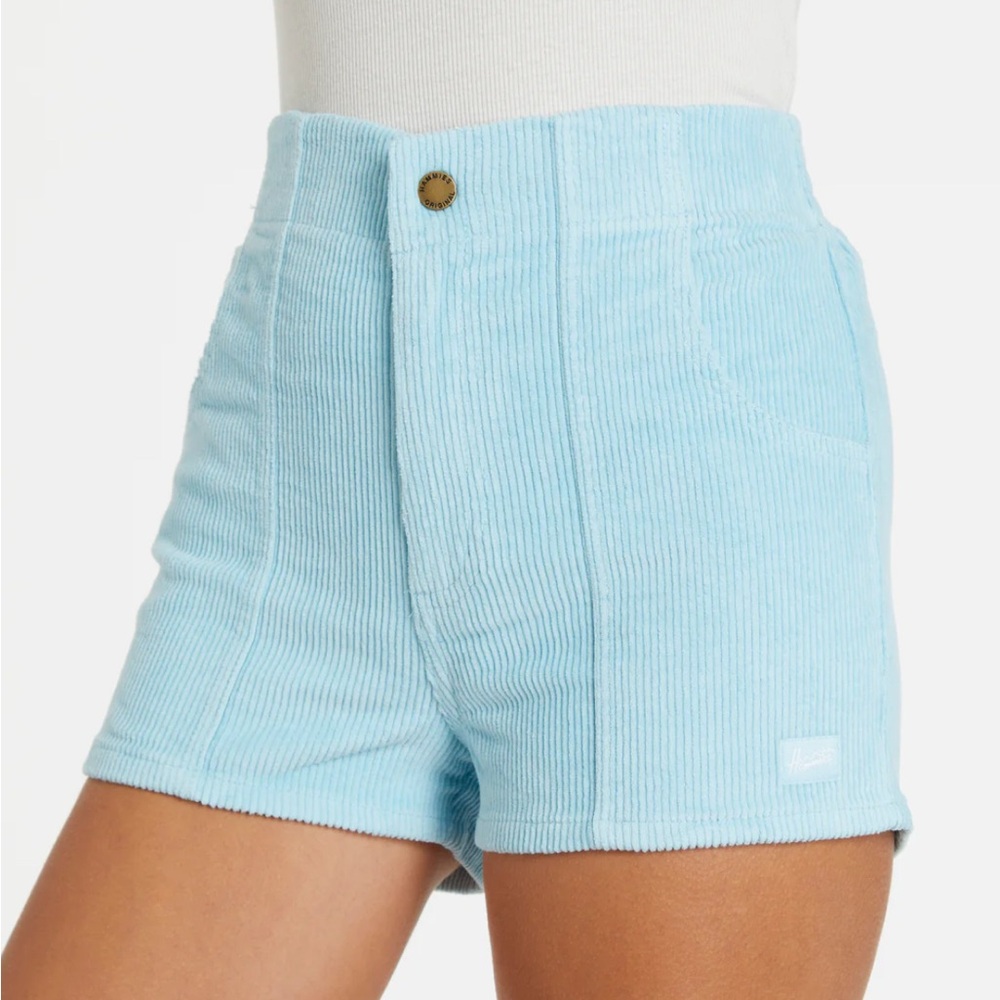 High Waist Corduroy Shorts in Light Blue